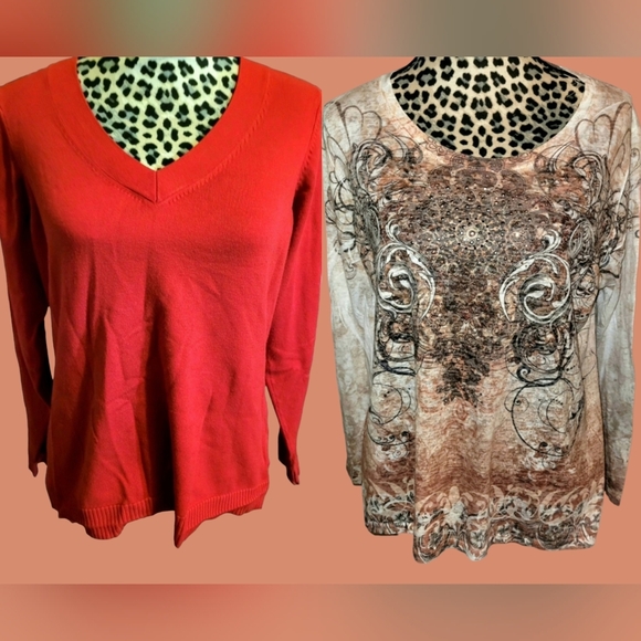 Worthington Tops - Lot Of 2 Women's Long Sleeve Tops Sz XL Worthington & CATO